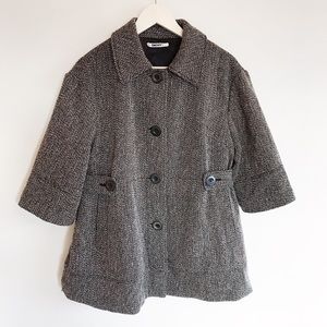 Vintage DKNYC Speckled Brown Tweed Wool Coat